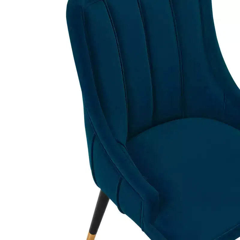 Chaise de salle à manger Eda en velours moderne Rembourrée Bleu Nuit - Manhattan Comfort