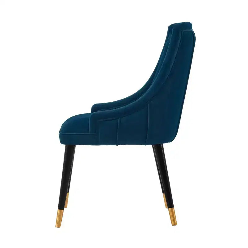 Chaise de salle à manger Eda en velours moderne Rembourrée Bleu Nuit - Manhattan Comfort