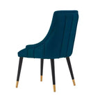 Chaise de salle à manger Eda en velours moderne Rembourrée Bleu Nuit - Manhattan Comfort
