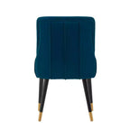 Chaise de salle à manger Eda en velours moderne Rembourrée Bleu Nuit - Manhattan Comfort