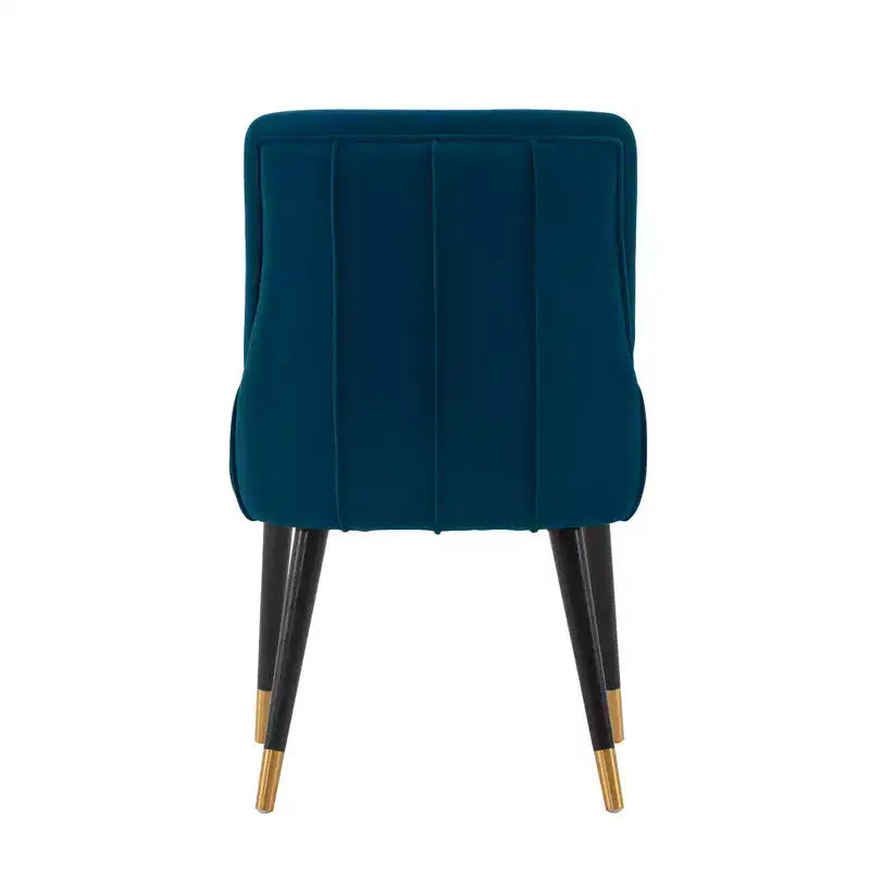 Chaise de salle à manger Eda en velours moderne Rembourrée Bleu Nuit - Manhattan Comfort