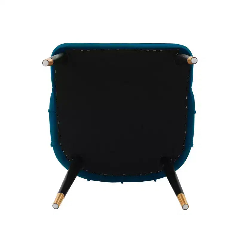 Chaise de salle à manger Eda en velours moderne Rembourrée Bleu Nuit - Manhattan Comfort