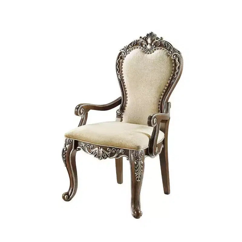 Chaise de salle à manger Latisha 24" Marron antique - Acme Furniture : Chenille grise, détails argentés, cloutée