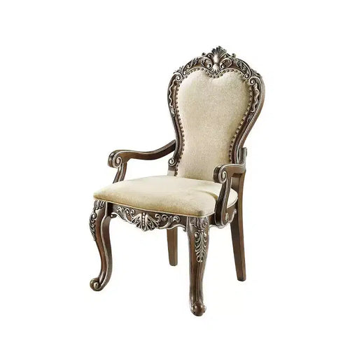 Chaise de salle à manger Latisha 24" Marron antique - Acme Furniture : Chenille grise, détails argentés, cloutée