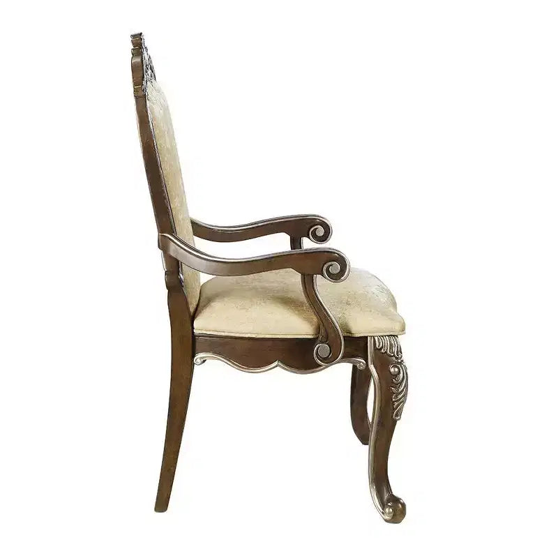 Chaise de salle à manger Latisha 24" Marron antique - Acme Furniture : Chenille grise, détails argentés, cloutée