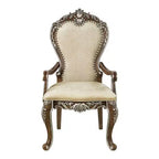 Chaise de salle à manger Latisha 24" Marron antique - Acme Furniture : Chenille grise, détails argentés, cloutée