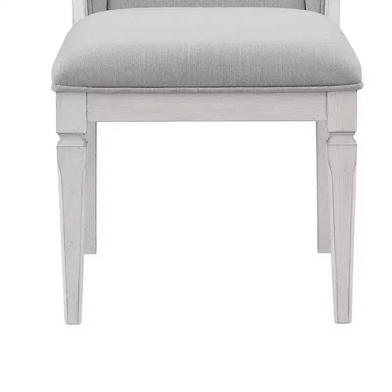 Chaise de salle à manger Katia en lin gris clair et finition blanc vieilli de 22,25 po - Acme Furniture
