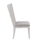 Chaise de salle à manger Katia en lin gris clair et finition blanc vieilli de 22,25 po - Acme Furniture