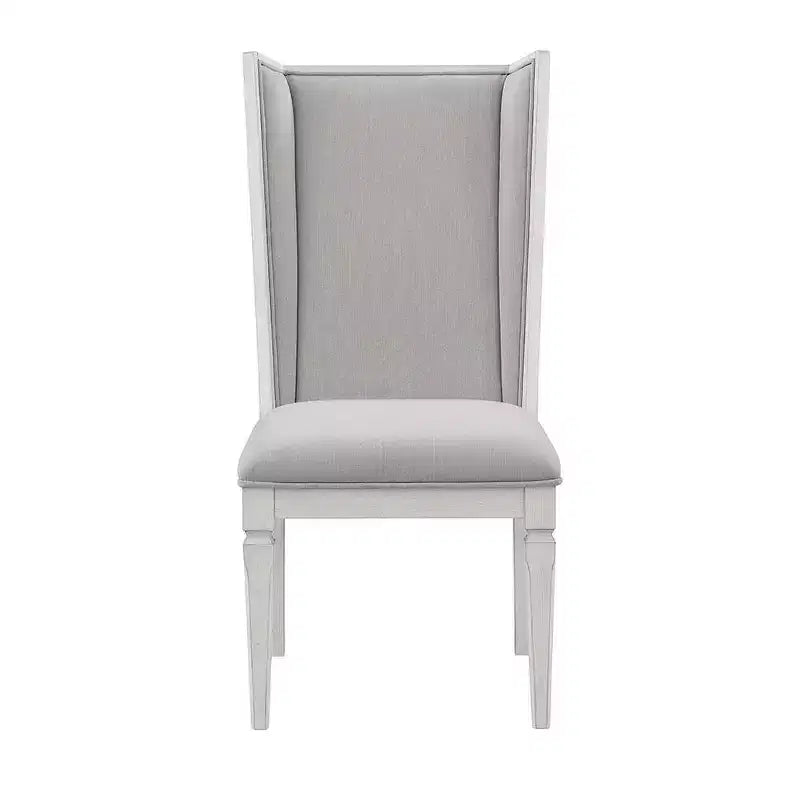 Chaise de salle à manger Katia en lin gris clair et finition blanc vieilli de 22,25 po - Acme Furniture