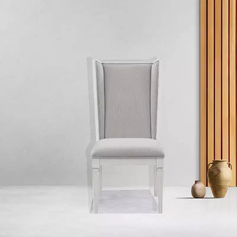 Chaise de salle à manger Katia en lin gris clair et finition blanc vieilli de 22,25 po - Acme Furniture