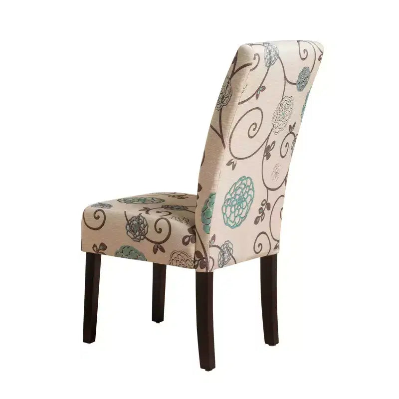 Christopher Knight Home Ensemble de 4 chaises de salle à manger contemporaines Pertica en tissu, beige clair à fleurs bleues : Rembourrées, pieds en bois d'hévéa, polyester