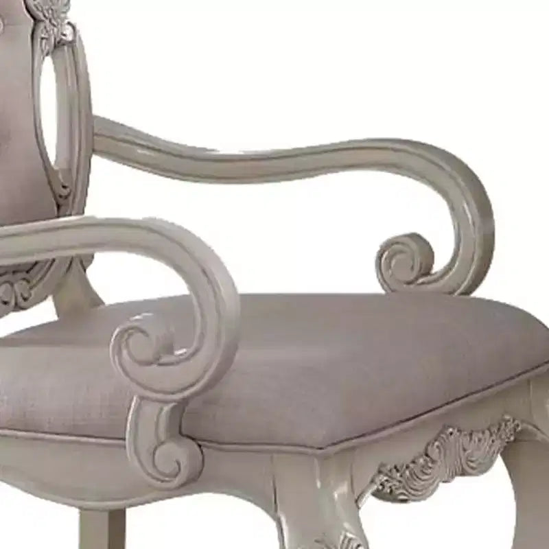 Chaise de salle à manger Ragenardus 23" en tissu et finition blanc antique - Acme Furniture