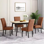 Christopher Knight Home Set of 4 Pertica Faux Leather Upholstered TStitch Dining Chairs Cognac Brown/Espresso