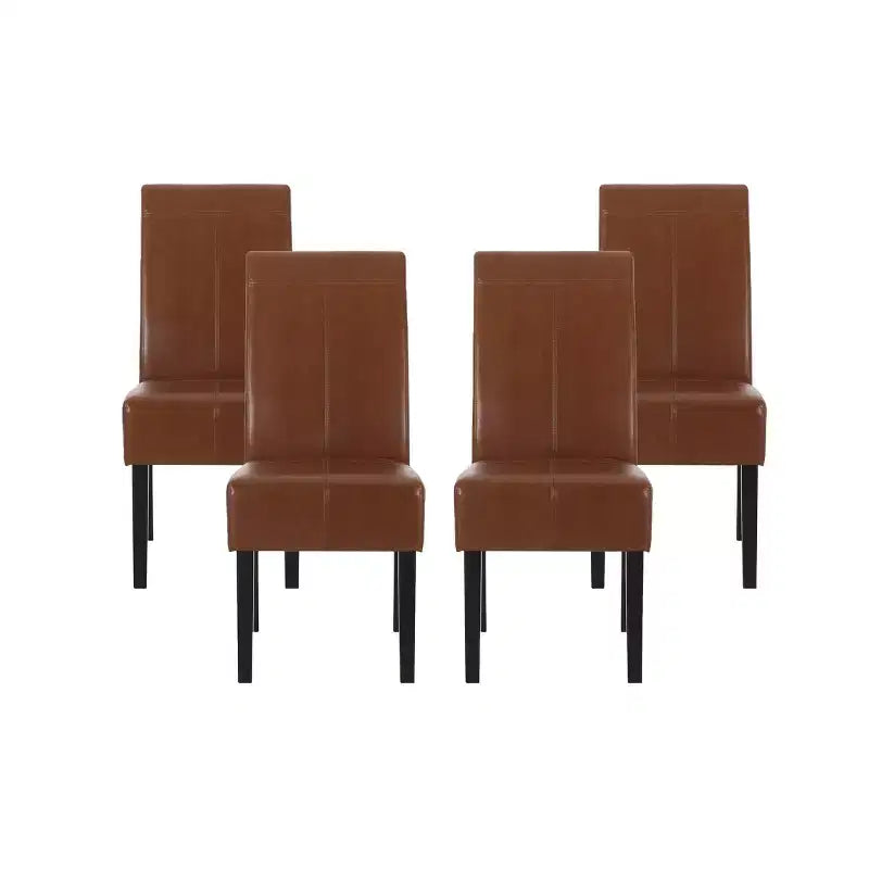 Christopher Knight Home Lot de 4 chaises de salle à manger Pertica rembourrées en similicuir Cognac marron/Espresso