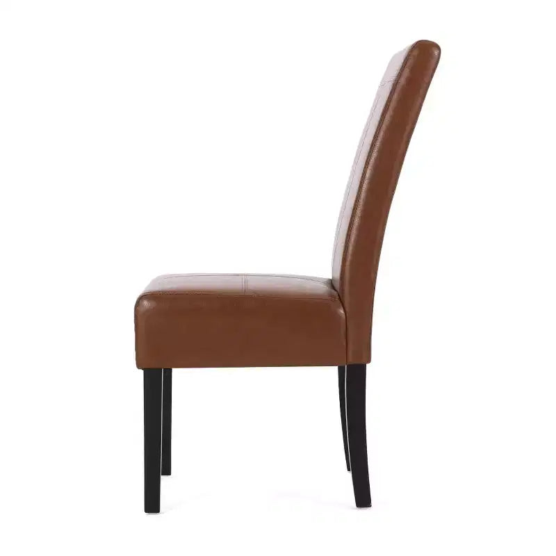 Christopher Knight Home Lot de 4 chaises de salle à manger Pertica rembourrées en similicuir Cognac marron/Espresso