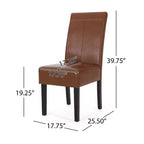 Christopher Knight Home Lot de 4 chaises de salle à manger Pertica rembourrées en similicuir Cognac marron/Espresso