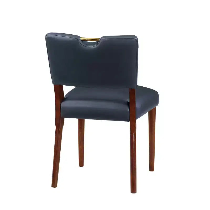 Chaise de salle à manger Bonito Comfort Pointe bleu nuit : lot de 2, revêtement en velours, poignée dorée, cadre en noyer