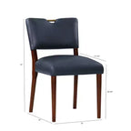 Chaise de salle à manger Bonito Comfort Pointe bleu nuit : lot de 2, revêtement en velours, poignée dorée, cadre en noyer