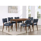 Chaise de salle à manger Bonito Comfort Pointe bleu nuit : lot de 2, revêtement en velours, poignée dorée, cadre en noyer