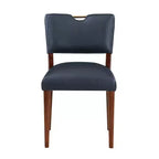 Chaise de salle à manger Bonito Comfort Pointe bleu nuit : lot de 2, revêtement en velours, poignée dorée, cadre en noyer
