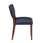 Chaise de salle à manger Bonito Comfort Pointe bleu nuit : lot de 2, revêtement en velours, poignée dorée, cadre en noyer