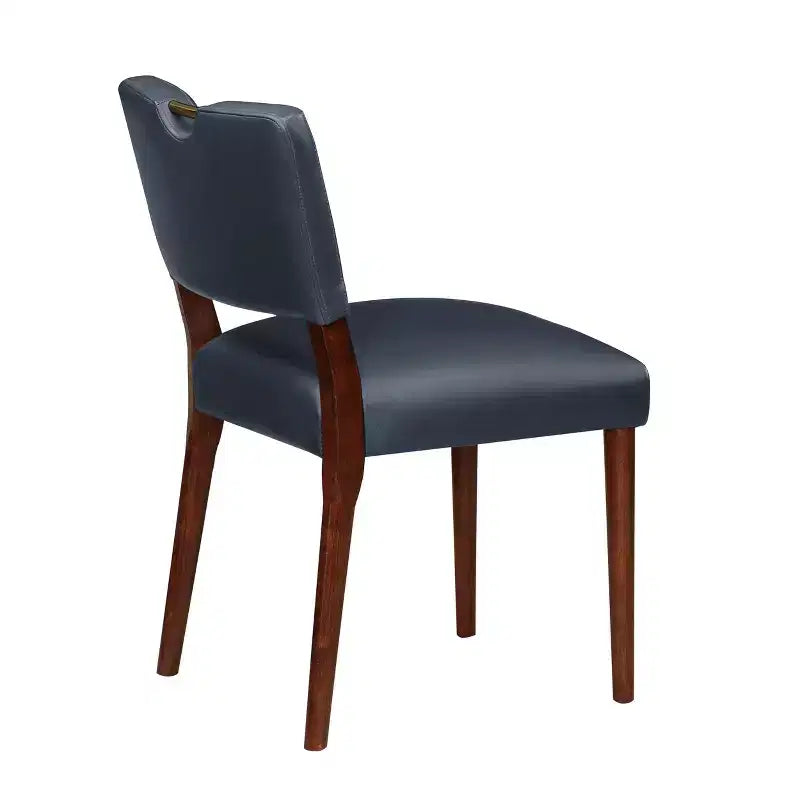 Chaise de salle à manger Bonito Comfort Pointe bleu nuit : lot de 2, revêtement en velours, poignée dorée, cadre en noyer