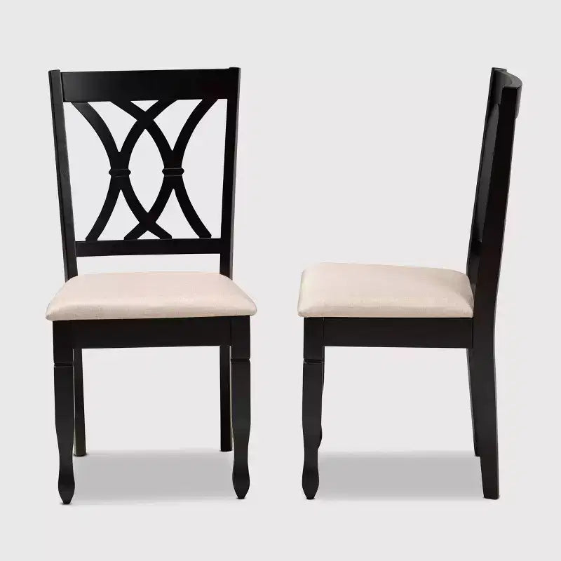 Baxton Studio Lot de 2 chaises de salle à manger en bois rembourrées Reneau, marron sable/espresso