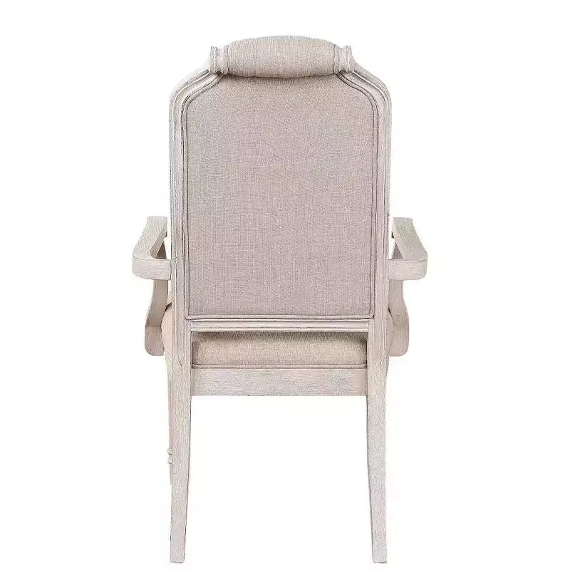 Chaise de salle à manger avec accoudoirs Wynsor, Acme Furniture, tissu/finition blanc cassé vieilli