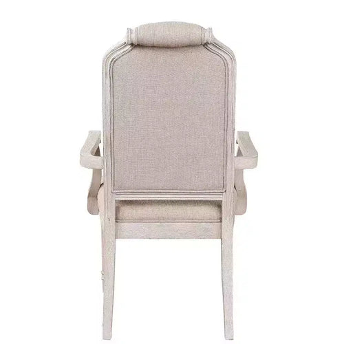 Chaise de salle à manger avec accoudoirs Wynsor, Acme Furniture, tissu/finition blanc cassé vieilli