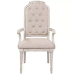 Chaise de salle à manger avec accoudoirs Wynsor, Acme Furniture, tissu/finition blanc cassé vieilli