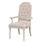 Chaise de salle à manger avec accoudoirs Wynsor, Acme Furniture, tissu/finition blanc cassé vieilli