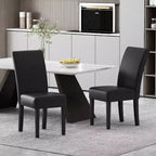 Christopher Knight Home Set of 2 Pollards Faux Leather Upholstered Dining Chairs Midnight Black/Espresso