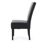 Christopher Knight Home Ensemble de 2 chaises de salle à manger Pollard en similicuir rembourrées Noir minuit/Espresso