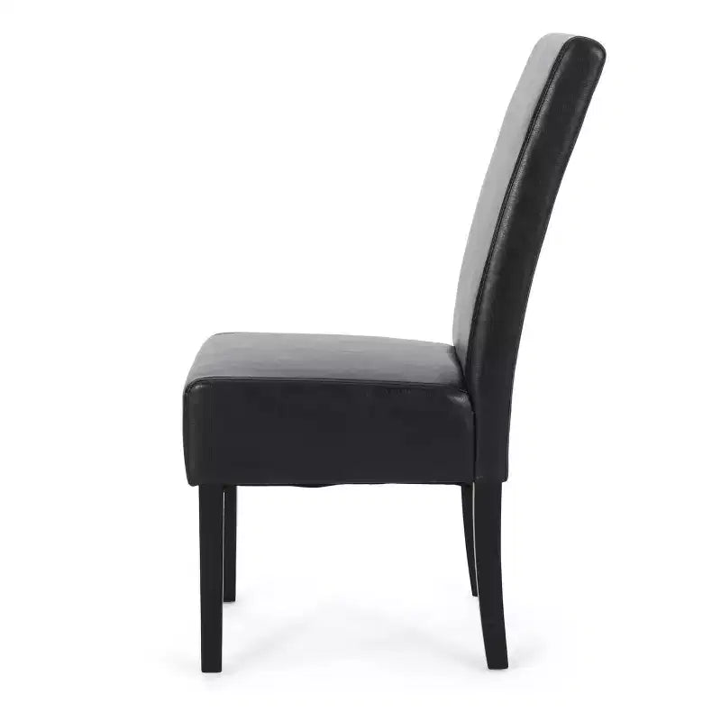Christopher Knight Home Ensemble de 2 chaises de salle à manger Pollard en similicuir rembourrées Noir minuit/Espresso