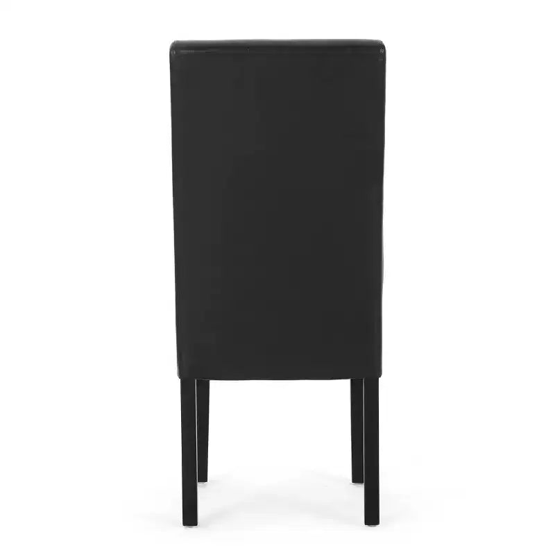 Christopher Knight Home Ensemble de 2 chaises de salle à manger Pollard en similicuir rembourrées Noir minuit/Espresso