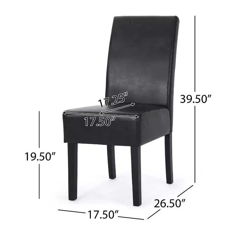 Christopher Knight Home Ensemble de 2 chaises de salle à manger Pollard en similicuir rembourrées Noir minuit/Espresso