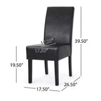 Christopher Knight Home Ensemble de 2 chaises de salle à manger Pollard en similicuir rembourrées Noir minuit/Espresso