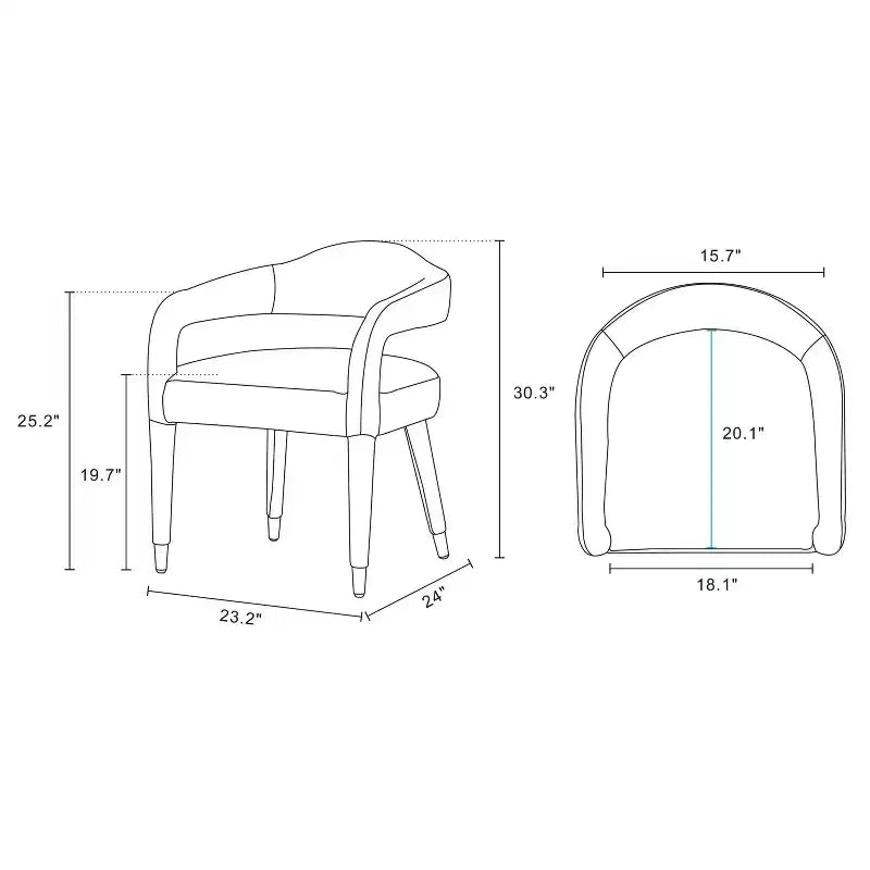 Manhattan Comfort Aspen Chaise de salle à manger moderne capitonnée en tweed Silver Lining