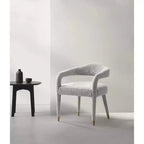 Manhattan Comfort Aspen Chaise de salle à manger moderne capitonnée en tweed Silver Lining