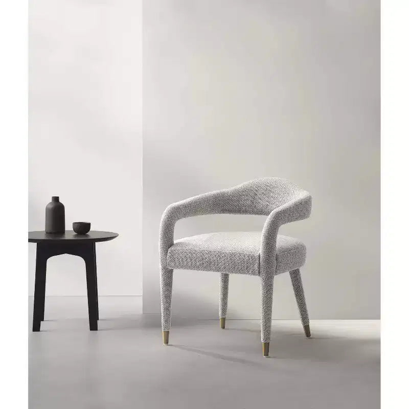 Manhattan Comfort Aspen Chaise de salle à manger moderne capitonnée en tweed Silver Lining
