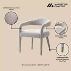 Manhattan Comfort Aspen Chaise de salle à manger moderne capitonnée en tweed Silver Lining