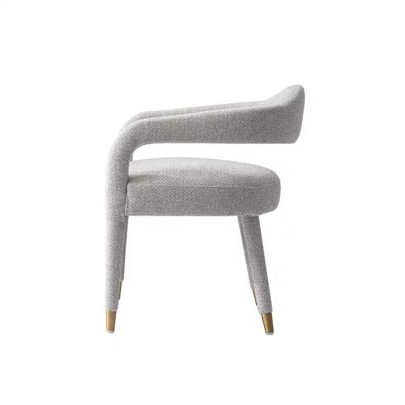 Manhattan Comfort Aspen Chaise de salle à manger moderne capitonnée en tweed Silver Lining