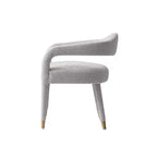 Manhattan Comfort Aspen Chaise de salle à manger moderne capitonnée en tweed Silver Lining