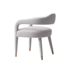 Manhattan Comfort Aspen Chaise de salle à manger moderne capitonnée en tweed Silver Lining