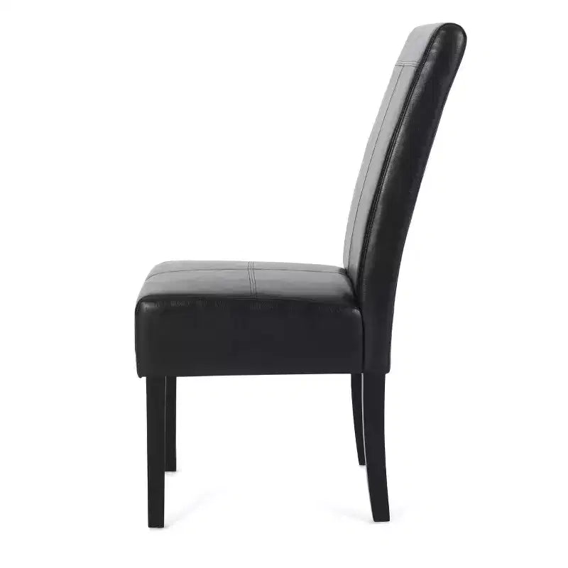 Christopher Knight Home Lot de 2 Chaises de Salle à Manger Pertica en Faux Cuir Rembourrées avec Surpiqûres Noir Minuit/Espresso