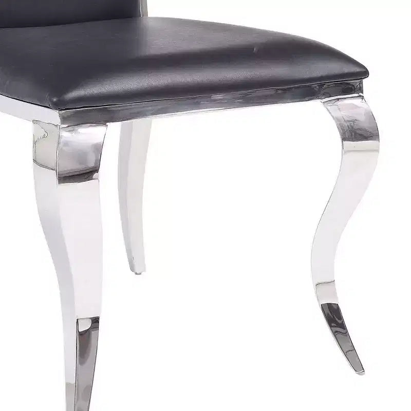 Chaises de salle à manger Cyrene Acme Furniture Similicuir noir/Acier inoxydable