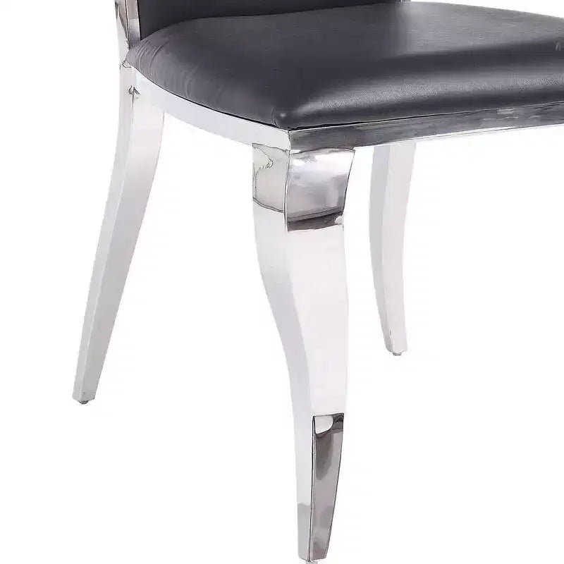 Chaises de salle à manger Cyrene Acme Furniture Similicuir noir/Acier inoxydable