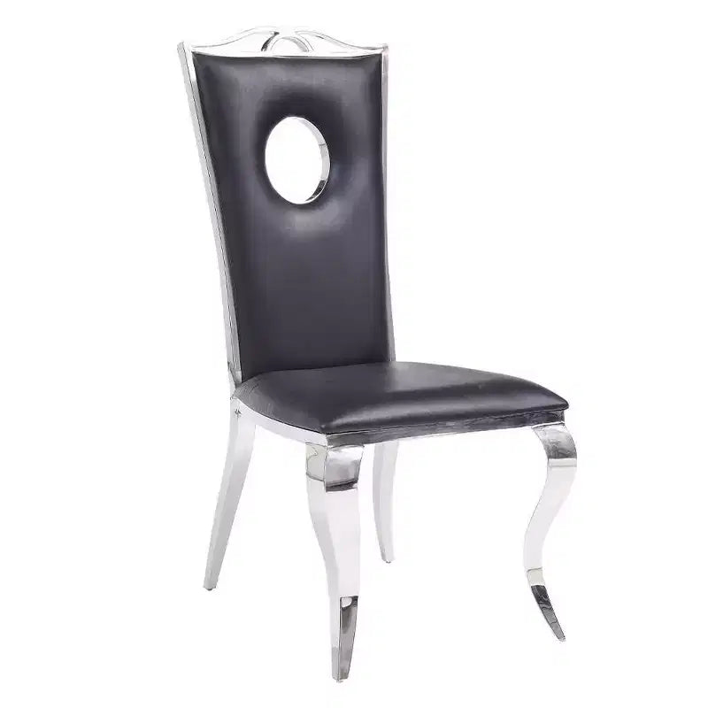 Chaises de salle à manger Cyrene Acme Furniture Similicuir noir/Acier inoxydable