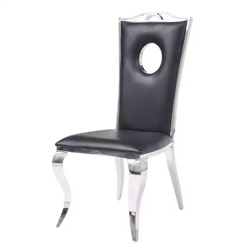 Chaises de salle à manger Cyrene Acme Furniture Similicuir noir/Acier inoxydable