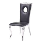 Chaises de salle à manger Cyrene Acme Furniture Similicuir noir/Acier inoxydable